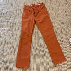 Anthropologie distressed orange cropped bootcut